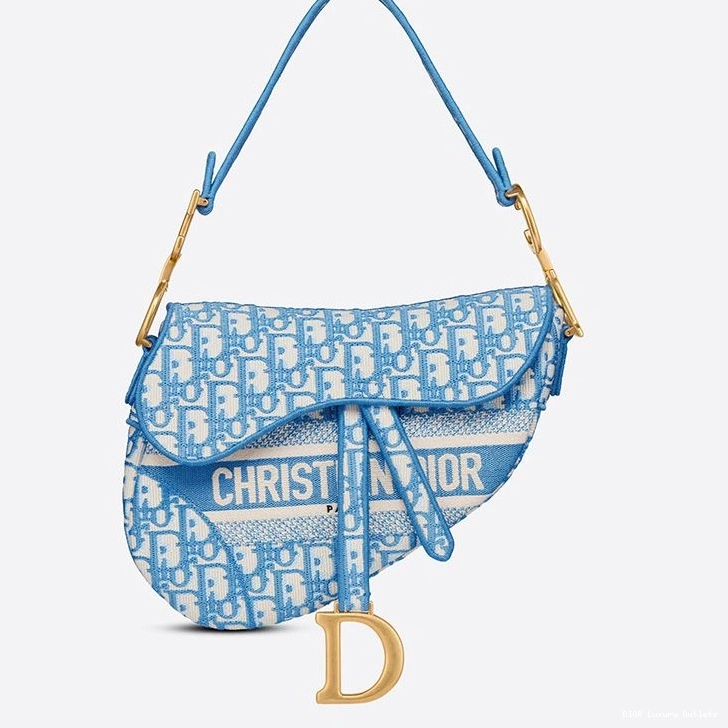 Cheap Motif Light Saddle Blue Bag Canvas Christian Oblique Dior 0729 Luxury
